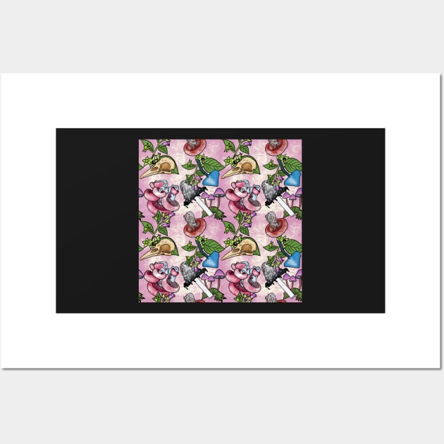 Botanist's Deadly Plants and Mushrooms Pink Wall Art by JamieWetzel